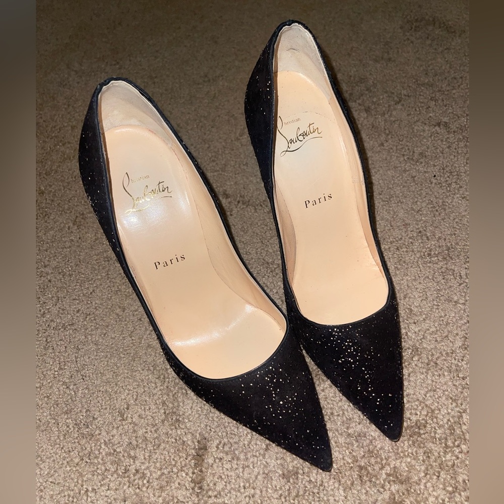 SOLD-Christian Louboutin Black suede studded So Kate
